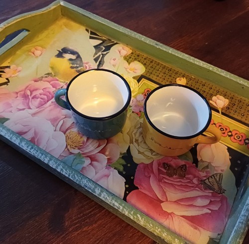 Vassoio legno decoupage - vassoio,