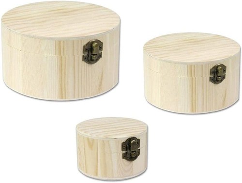 Scatole legno rotonde per - 3, in